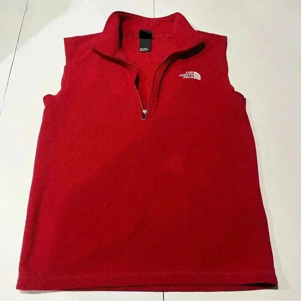 The North Face Red shirt vest pullover 1/4‎ zip warm red mens small no damage
